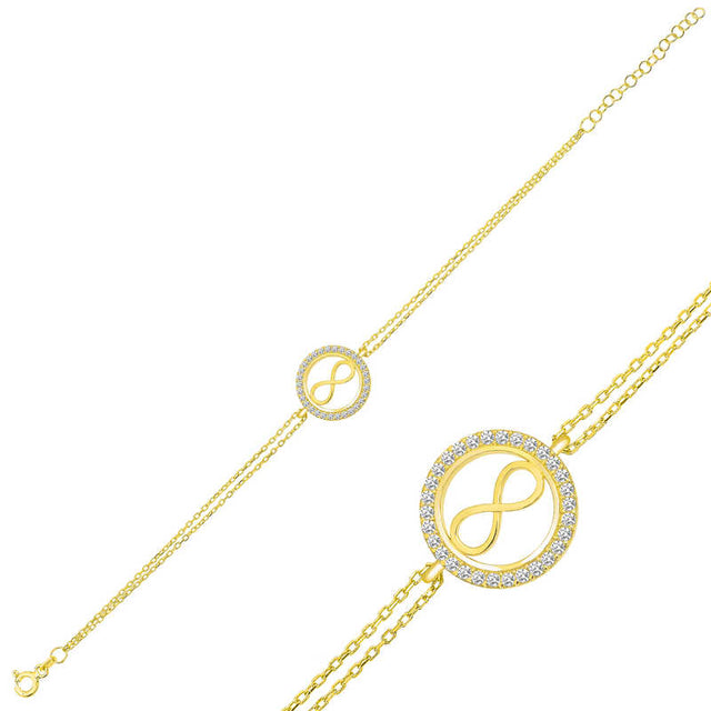 Gold-Plated Infinity Bracelet - Sparkling Cubic Zirconia Dainty Charm