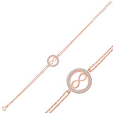 Rose Gold Plated Infinity Halo Bracelet - Dainty & Sparkling