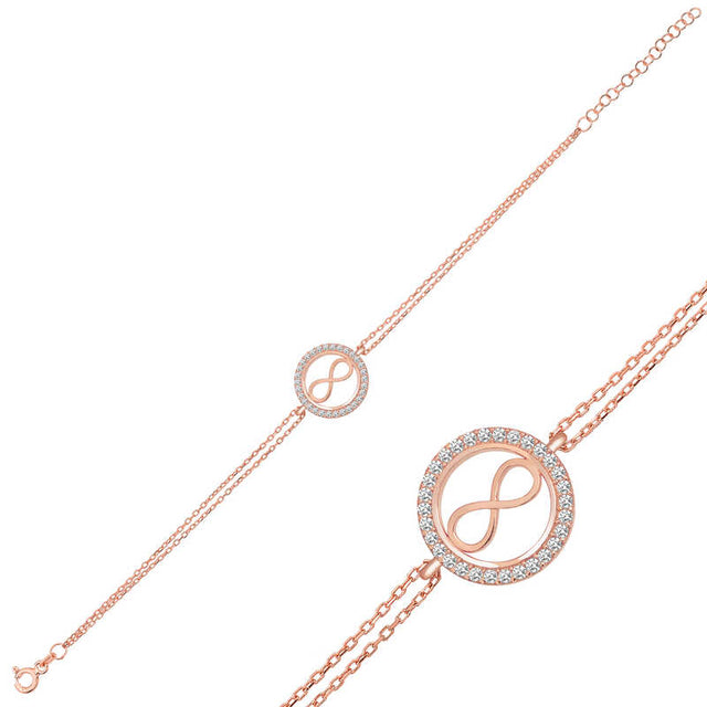 Rose Gold Plated Infinity Halo Bracelet - Dainty & Sparkling