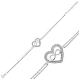 Sterling Silver Heart Infinity Bracelet - Dazzling Zirconia Design