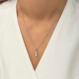 Necklace - Sterling Silver Marquise & Cluster Dewdrop Pendant