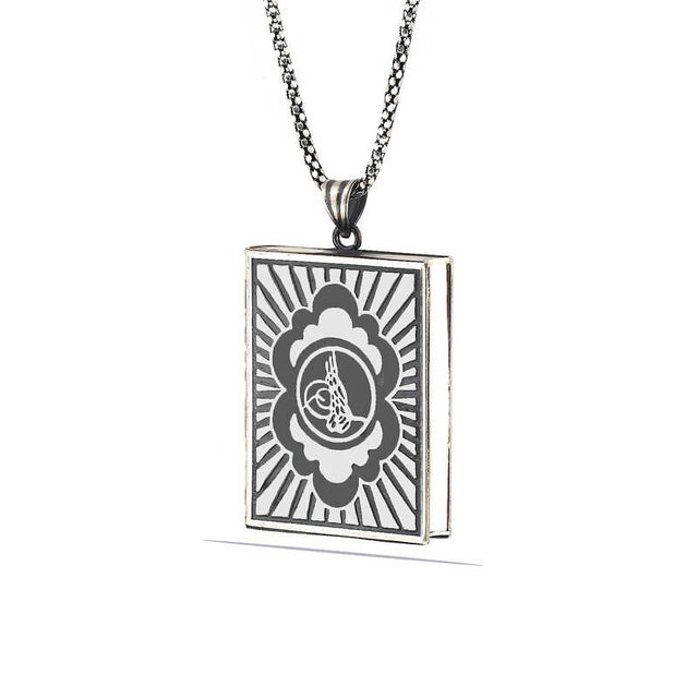 Sterling Silver Ottoman Tughra Openable Locket Necklace