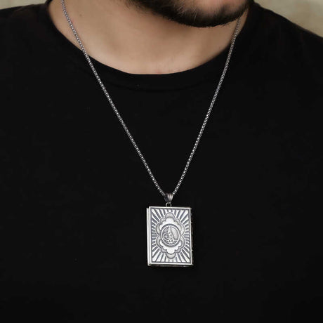 Sterling Silver Ottoman Tughra Openable Locket Necklace