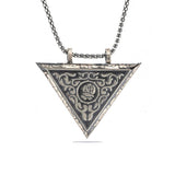 Necklace - Sterling Silver Triangular Rose Amulet Pendant
