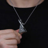 Necklace - Sterling Silver Triangular Rose Amulet Pendant