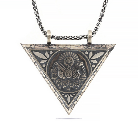 Sterling Silver Ottoman Crest Openable Amulet Pendant Necklace