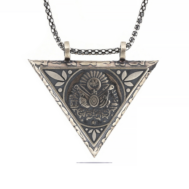 Sterling Silver Ottoman Crest Openable Amulet Pendant Necklace