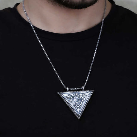 Sterling Silver Amulet Necklace - Geometric Allah Calligraphy Locket