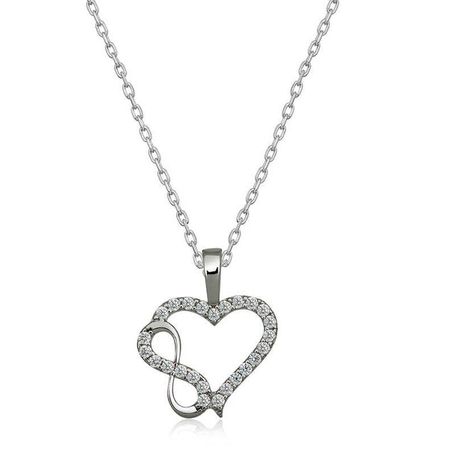 Necklace - Silver-Tone Dazzling Heart Infinity Design