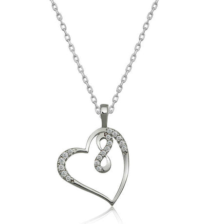 Sterling Silver Heart Infinity Necklace - Dainty CZ Pendant