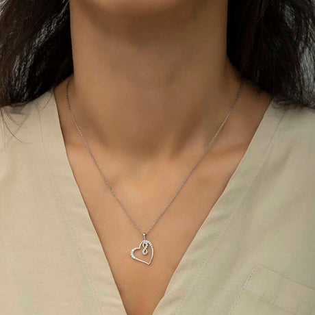 Sterling Silver Heart Infinity Necklace - Dainty CZ Pendant