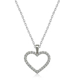 Sterling Silver Pave Heart Necklace - Dainty Sparkle Design