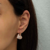 Rose Gold Plated Sterling Silver Pavé Heart Hoop Earrings