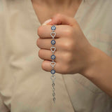Sterling Silver Evil Eye & Heart Bracelet - Dainty Zirconia Charm