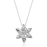 Sterling Silver - Sparkling Crystal Lotus Flower Necklace