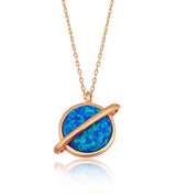 Rose Gold Plated Opal Planet Necklace - Celestial Design