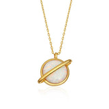 Necklace - Gold-Tone Opal Saturn Planet Pendant