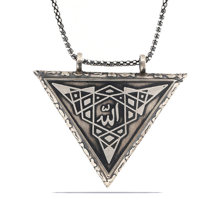Sterling Silver Triangular Allah Amulet Necklace