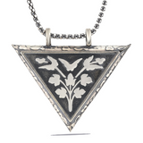 Sterling Silver Triangle Floral Amulet Locket Necklace