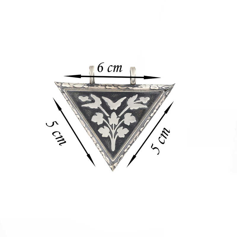 Sterling Silver Triangle Floral Amulet Locket Necklace