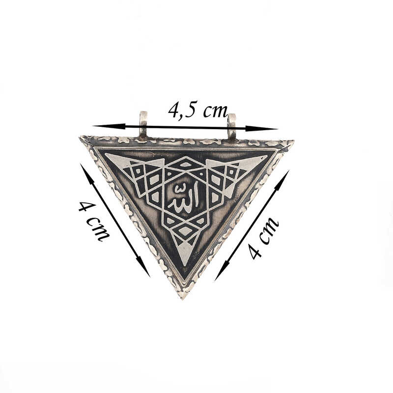 Sterling Silver Triangle Locket Necklace - Allah Calligraphy Amulet