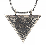 Necklace - Oxidized Sterling Silver Triangular Ottoman Amulet