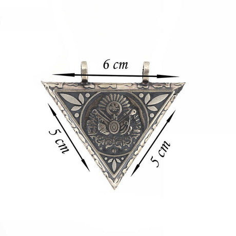 Necklace - Oxidized Sterling Silver Triangular Ottoman Amulet