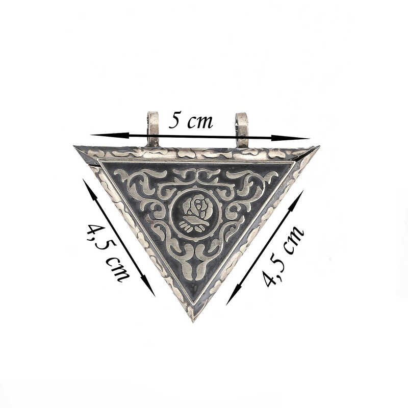 Amulet Necklace - Sterling Silver Engraved Rose Talisman Pendant