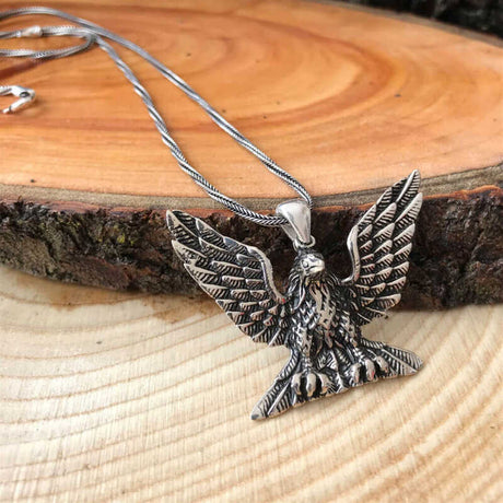 Men's Sterling Silver Eagle Pendant Necklace - Bold Statement