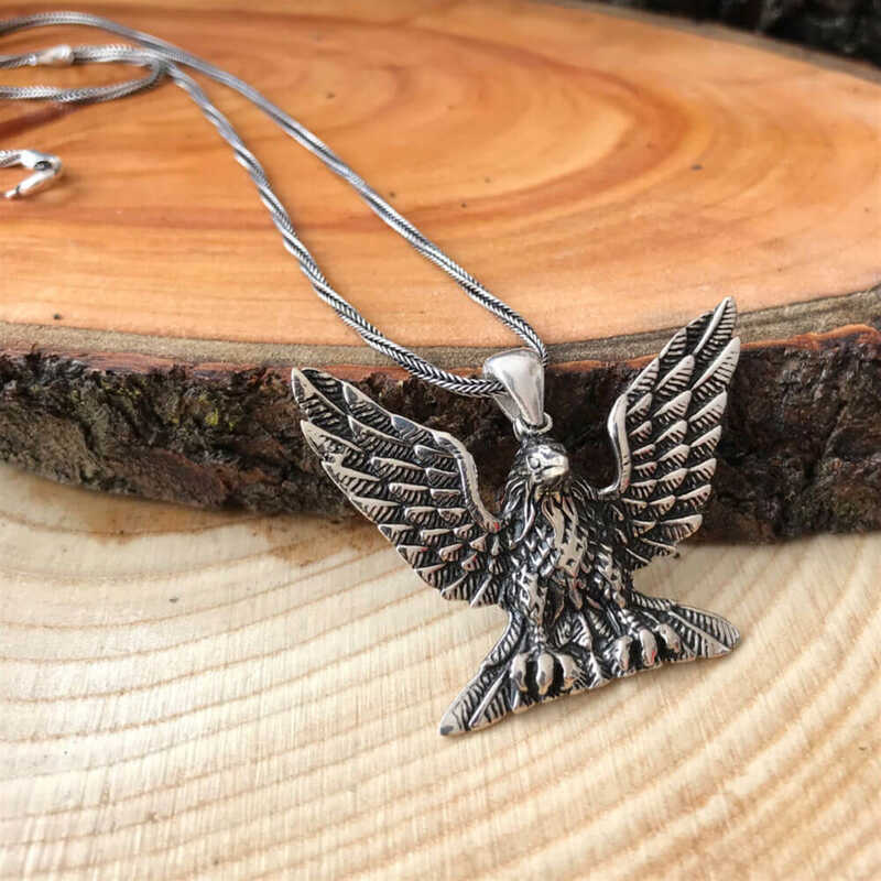 Men's Sterling Silver Eagle Pendant Necklace - Bold Statement