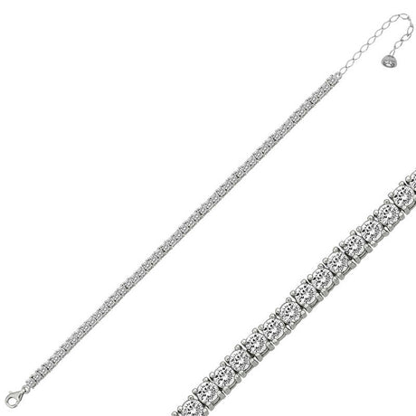 Sterling Silver Tennis Bracelet - Classic Prong-Set Sparkling Stones