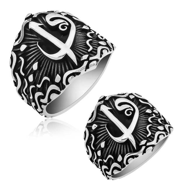 Premium Sterling Silver Elif Vav Mens Ring