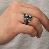 Premium Sterling Silver Elif Vav Mens Ring