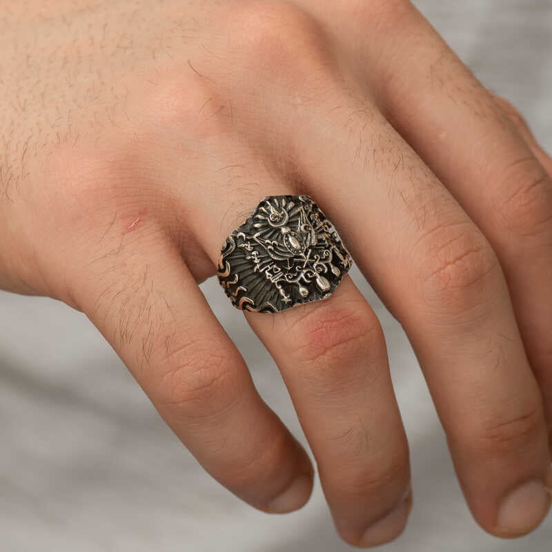 Premium Sterling Silver Ottoman Empire Mens Ring