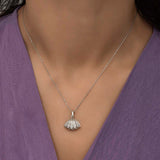 Necklace - Sterling Silver Pearl & Cubic Zirconia Oyster Shell