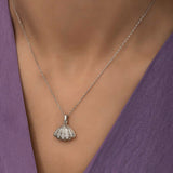 Necklace - Sterling Silver Pearl & Cubic Zirconia Oyster Shell