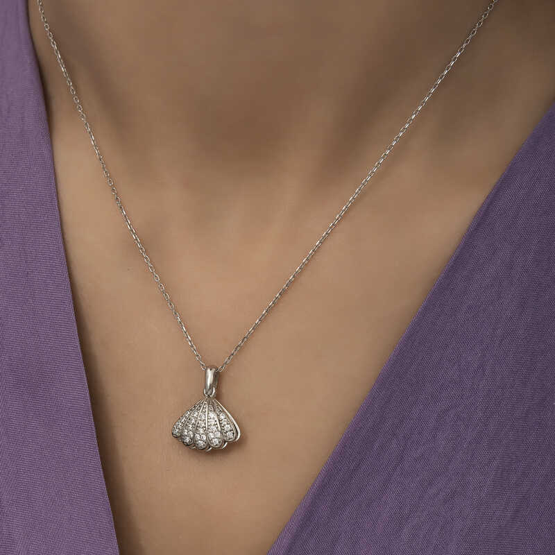 Necklace - Sterling Silver Pearl & Cubic Zirconia Oyster Shell