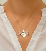 Rose Gold Plated Seashell Locket Necklace - Cubic Zirconia Dainty Design
