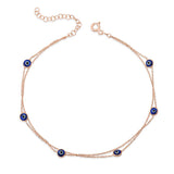 Anklet - Rose Gold Tone Double Chain Evil Eye Dainty