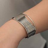 Sterling Silver Cuff Bracelet - Basketweave Textured Statement