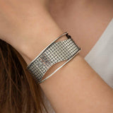 Sterling Silver Cuff Bracelet - Basketweave Textured Statement