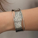 Cuff Bracelet - Sterling Silver Oxidized Pebble Pattern Statement