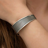 Cuff Bracelet - Sterling Silver Antiqued Woven Pattern