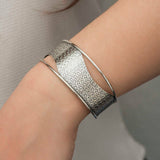 Sterling Silver Cuff Bracelet - Intricate Oxidized Scroll Pattern