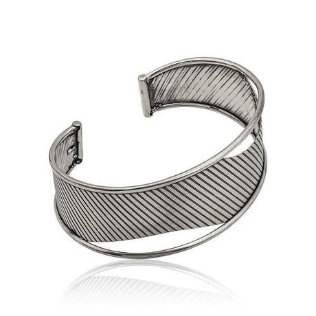 Cuff Bracelet - Oxidized Silver Striped Statement Design