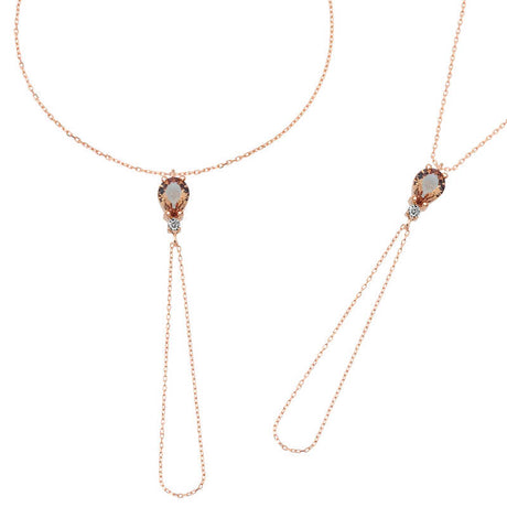 Exquisite Rose Gold-Tone Zultanite Teardrop Hand Chain Bracelet