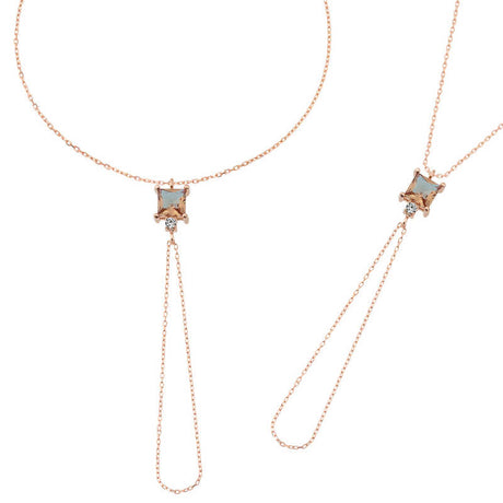 Elegant Rose Gold Plated Zultanite Square Cut Hand Chain