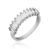 Ring - Sterling Silver Baguette-Cut Half-Eternity Sparkle Band