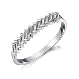 Ring - Sterling Silver Baguette Diamond Simulant Chevron Band