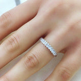 Ring - Sterling Silver Baguette Diamond Simulant Chevron Band